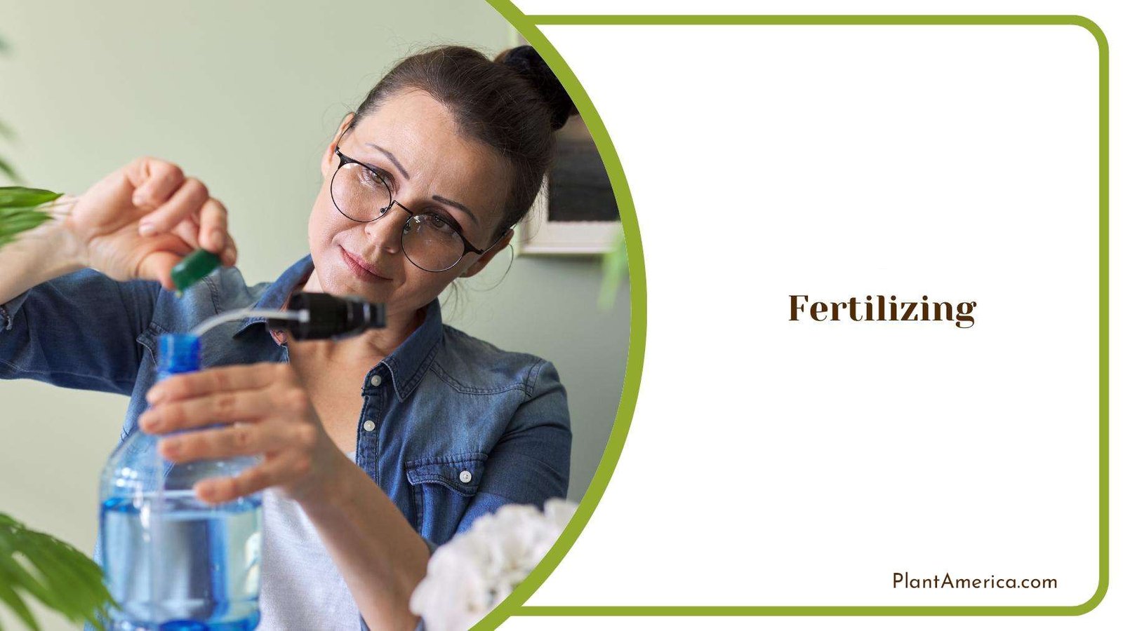 Woman Mixing Fertilizer In Spray Bottle Plant America